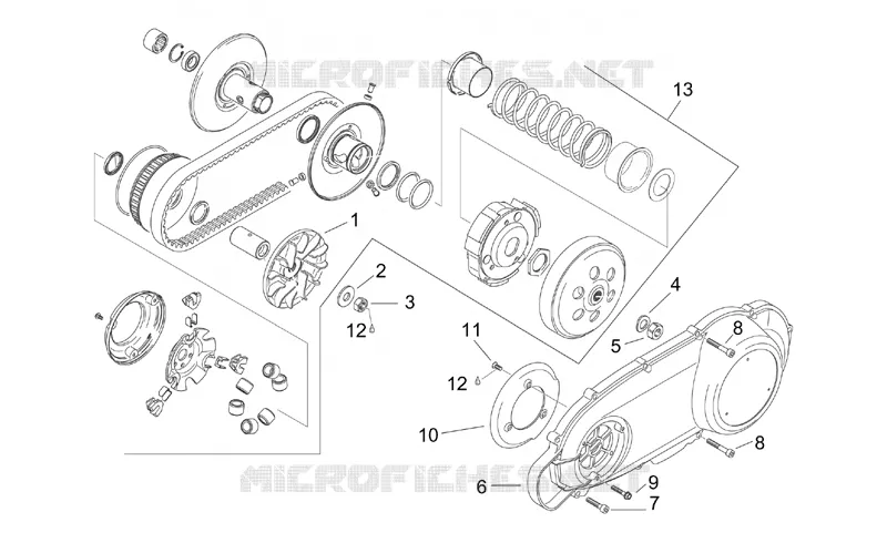 Speed variator w/ clutch