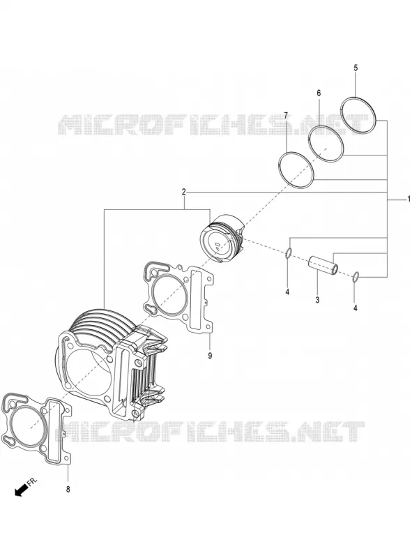 Cylinder-piston-wrist pin unit