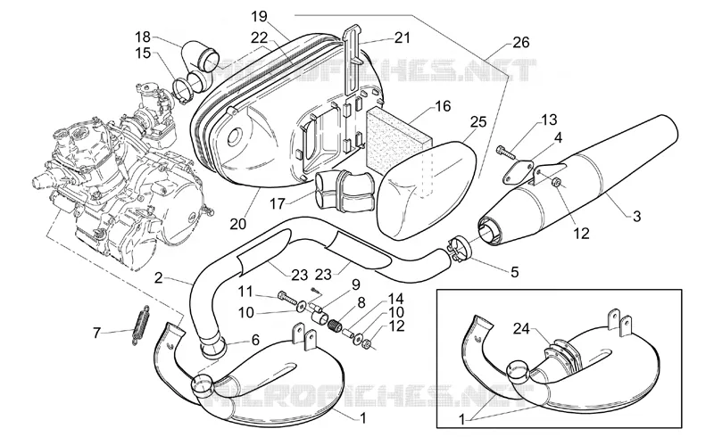 Exhaust pipe-Air filter hous.