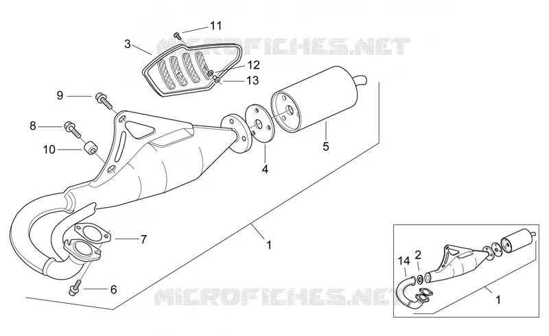 Aligned silencer exhaust pipe